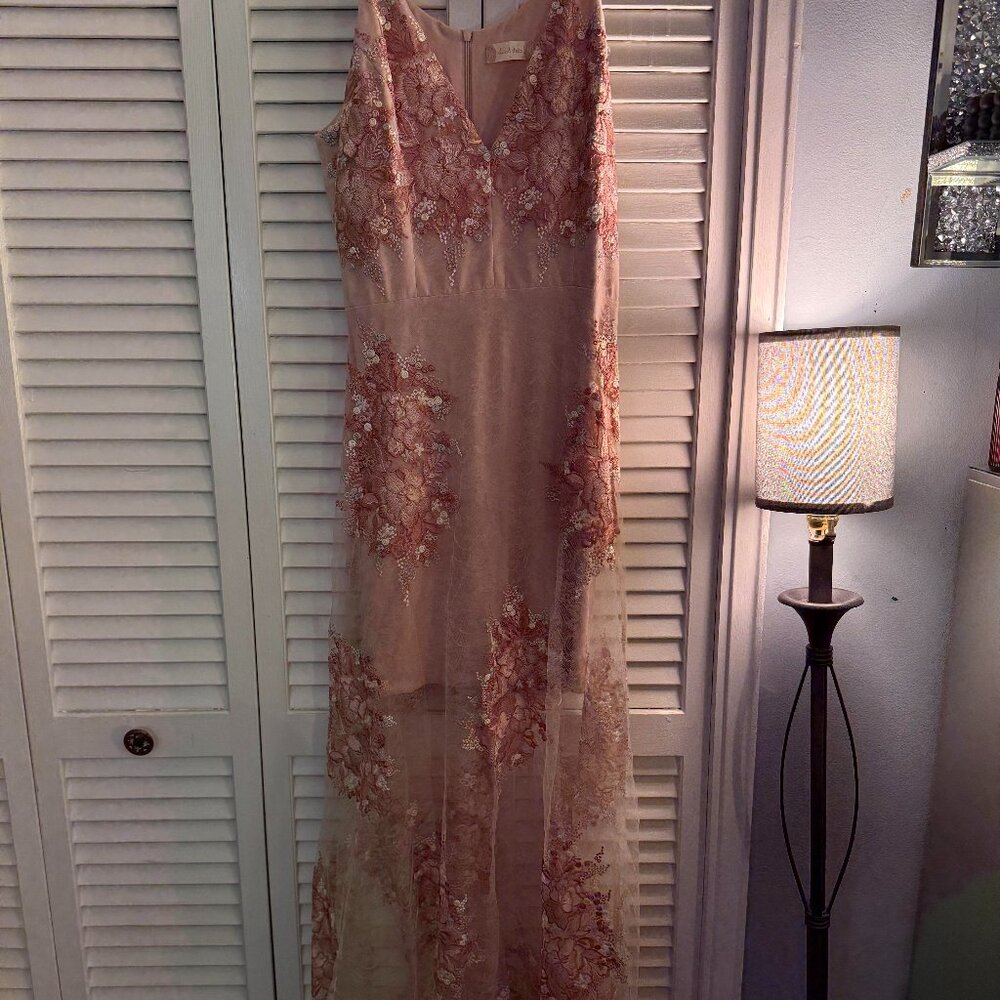 Altar'd State Maxi Dress with Floral Mesh Overlay, Size XL
